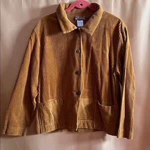 April Cornell Vintage Brown Corduroy Button-Up Country Chore Jacket 1990s